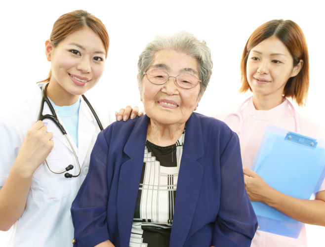 asian caregiver and patient
